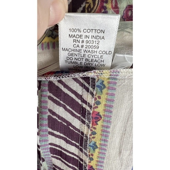 Parsley & Sage Sz S Artsy 100% Cotton Tunic Length Open Vest Colorful Pockets - Picture 6 of 7